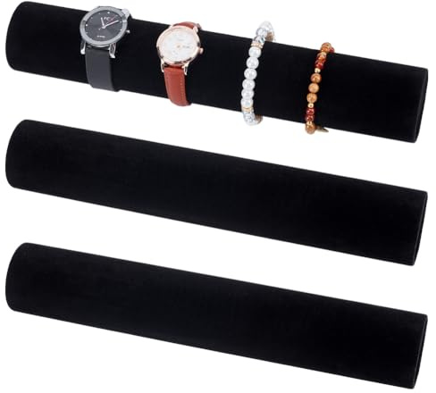 UNICRAFTALE 3 Stück Samt Schmuckrolle Für Armreifen Armbänder Uhren 30cm Abtrennbar Schmuckrolle Reise Halsketten Organizer Schwarz Schmuckschmuckorganizer Für Ausstellung Aufbewahrung Und Reise