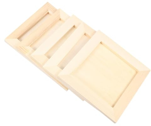 ERINGOGO 5 Stück Holz Bilderrahmen 12x12cm Selbstgemacht für Kinder | Khaki, Tragbar und Bemalen Geeignet, für Kindergarten und Sticker Painting