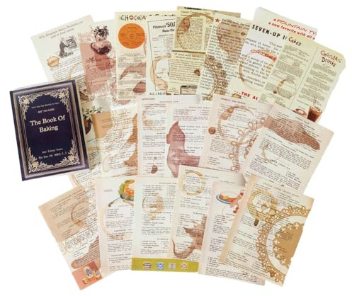 MVOSJFIE Retro Trace Book Page Materiale Carta Vecchia Pagina di Libro Testo Vecchio Giornale Materiale Carta da Forno