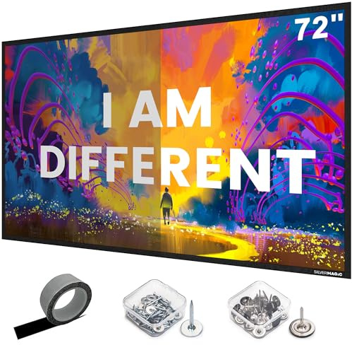 ALR Projector Screen for Standard Throw- Wall Mounted - High Contrast 70% ALR High Brightness 2.7X Gain - 72 inch 16:9 Gray Screen - by SilverMagic