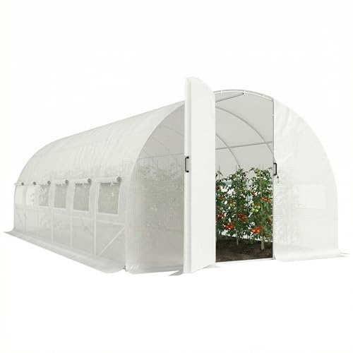 Outsunny Invernadero de Exterior 6x3x2 m con Puerta con Bisagras Blanco