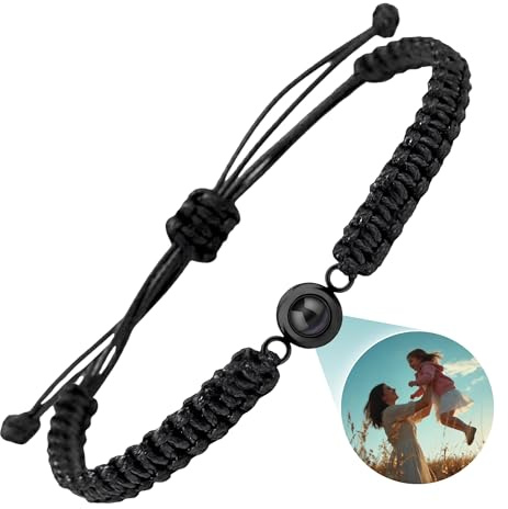 Yuuhne Men's Personalised Photo Bracelet, Projection Picture Bracelet, Customised Bracelets with Picture Inside, Couple Bracelets for Women Men