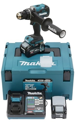 Makita DF003GU201 Akku-Bohrschrauber, 40V max., 4,0 Ah, mit 2 Akkus, Ladegerät und MAKPAC