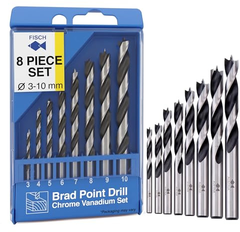 Fisch fsf-328094 3–10 mm Set aus Chrom-Vanadium-Brad Punkt Bohrer, 8-teilig