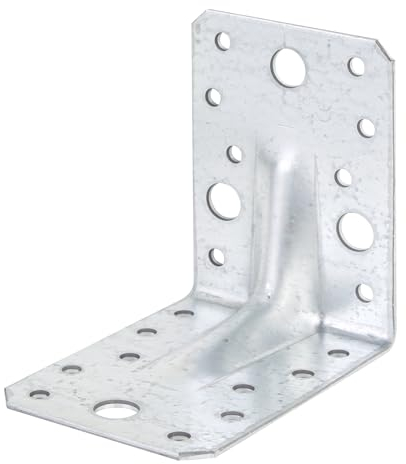 GAH-Alberts 334581 Schwerlast-Winkelverbinder mit Sicke, Handwerkerpack - sendzimirverzinkt, 90 x 90 x 65 mm / 50 Stück