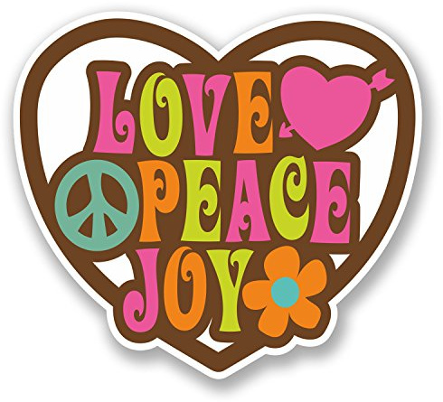 #5638 Vinyl-Aufkleber, Motiv: Love Peace Joy, 10 cm breit x 9 cm hoch, 2 Stück