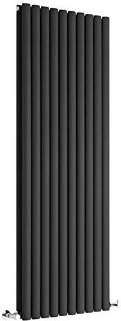 Milano Aruba Black Vertical Double Oval Panel Radiator - 1600mm x 590mm