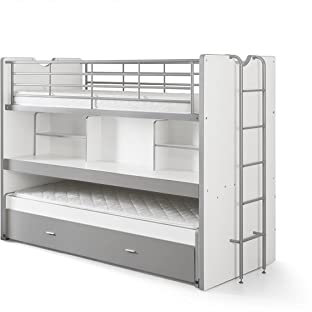 VIPACK BONHS8009 Hoch-/Spiel-/Funktions-/Kinderbett, Holzwerkstoff, Farbe 09 weiß/Silbergrau, 222 x 161 x 102 cm