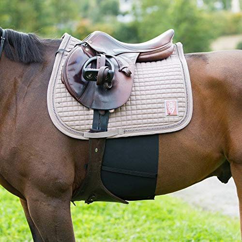 HORZE Pferde Sporenschutzgurt, elastischer Gurtschoner für Pferde und Pony, Schwarz, F