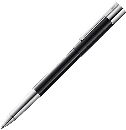 LAMY scala Tintenroller 379 - Rollpen in polierter, schwarzer Glanzlackveredelung mit Griffstück und Clip hochglanz verchromt – Tintenroller-Mine M 63 schwarz – Strichbreite M