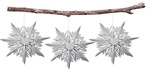 Casalanas, Ice Needle Schneeflocke,3X Papiersterne, Festliche Dekoration, weiß, 33 cm