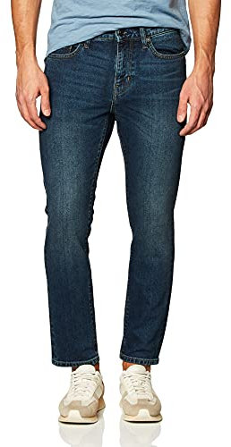 Amazon Essentials Jean Slim Homme, Délavé Foncé, 28W / 30L