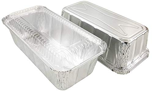 PACTOGO 2 lb. Aluminum Foil Loaf/Bread Pan Tins w/Clear Dome Lid (Pack of 50 Sets)