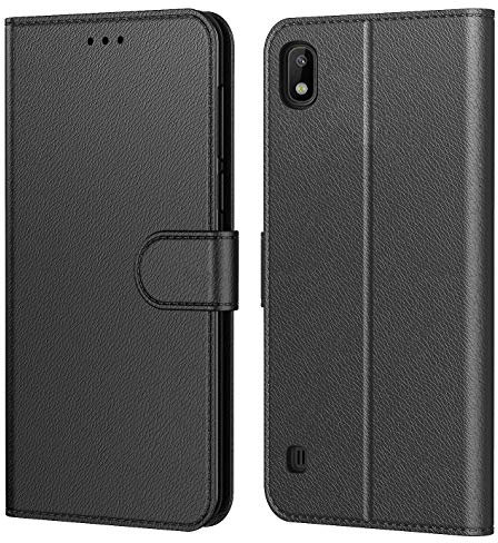 Tenphone Cuir PU Protection Etui pour Samsung Galaxy A10, Plusieurs Couleurs Disponibles[Ranges Cartes],[Fonction Support],[Fermeture Magnétique] pour(Galaxy A10 (6,20 Pouces), Noir)