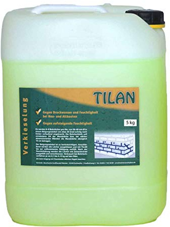 5 kg TILAN Verkieselung und Horizontalisolierungen | Trockene Wand Horizontalsperre Bauwerksisolierung Bohrlochinjektion | gegen Druckwasser und Feuchtigkeit bei Neu- und Altbauten (5 kg)