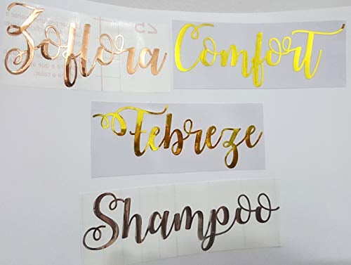 Curly Rose Gold Personalised Name Stickers - Vinyl - for Wine Glass - Gift Boxs Water Bottle - Wedding Hen Do