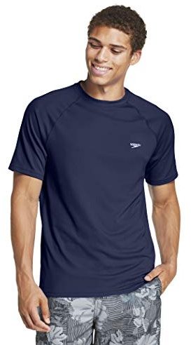 Speedo Men's Uv Swim Shirt Short Sleeve Regular Fit Solid
