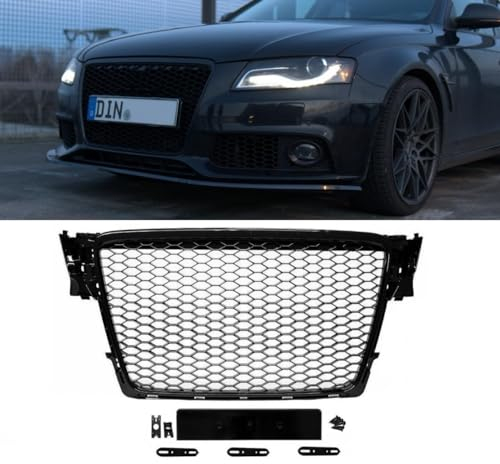 DM Autoteile Kühlergrill Wabengrill Schwarz Hochglanz passt für A4 B8 ab 08-12 kein RS4