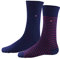 TOMMY HILFIGER Herrensocken Doppelpack Uni/Ringel blau Größe 43-46