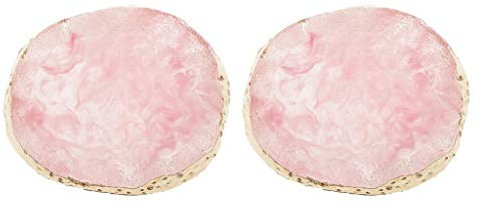 Inzopo Lot de 2 dessous de verre à bords dorés imitation agate rose pour bijoux précieux