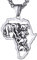 GOLDCHIC JEWELRY Edelstahl Elephant Aushöhlen Afrika Karten Anhänger in 3D Profil Afrika Karte Anhänger mit fünf 3D-Elefanten 56cm+5cm Verlängerungskette in Silber für Familie Amulet