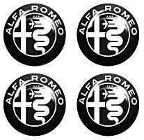 Alfa Romeo 21866 Adesivi 3D Ufficiali Logo Black, Diametro 9 mm, 4 Pezzi