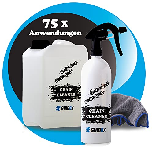 Kettenreiniger Fahrradkette und Kettenreiniger Motorrad - sehr ergiebig für bis zu 75 Anwendungen - Ketten Reiniger + Mikrofasertuch - Fahrradketten Reiniger - Kettenspray 3 Liter