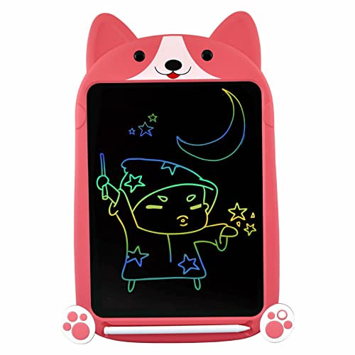 PUPPY LCD Writing Tablet, Large 10 Inch, Colorful Screen, Erasable Electronic Digital Drawing Pad Doodle Board With Stylus Pen, Gift for Kids Adults Home School Office (Pink)