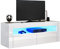 SONNI Mueble TV Blanco Brillo con Luces LED 12 Colores LED,Mesa de Salón para TV 2 Puertas Abatibles 120 cm