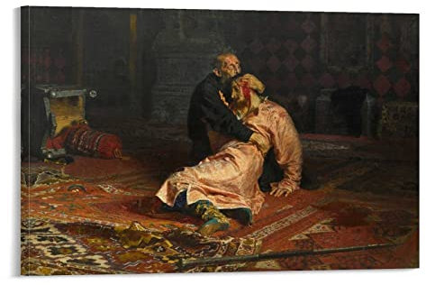 Ilya Repin Kunstdruck auf Leinwand, Motiv: Ivan The Terrible And His Son Ivan Kunstdruck auf Leinwand, modernes Schlafzimmer, 30 x 45 cm