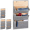 Relaxdays 4 x Wandorganizer Bambus, 3 Jutemuster Fächer, HBT 58x34x15 cm, Zeitungshalter Büro und Flur, Hängeaufbewahrung, grau