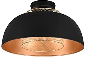 Runde LED Deckenleuchte Schwarz Gold Industrial Style Ø 35cm