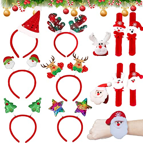 Weploda Haarreif Weihnachten, 12 Stück Rentier Haarreif Weihnachten, Weihnachtsmütze, 6 Muster. Geeignet für Kinder Erwachsene, Weihnachten Tag Zubehör Dekoration