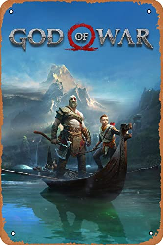 TersShawl God of War Poster Videospiel Blechschild Vintage Wanddekoration Metall Poster 20,3 x 30,5 cm