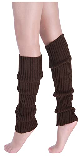 Suxgumoe Women's Long Winter Leg Warmers, Winter Knitted Legwarmers, Girls' Boots, Boot Cover, Alpaca Socks for Autumn and Winter (Coffee)