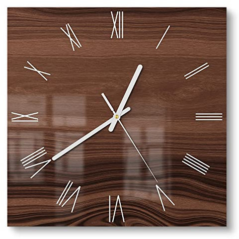 DEQORI Glasuhr | 30x30 cm | Motiv Horizontale Holzmaserung | ausgefallene leise Design Uhr aus Glas | Wanduhr für Wohnzimmer & Küche | Moderne Hingucker Uhr für die Wand