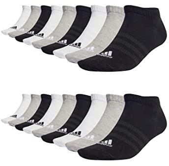 adidas 18 Paar Sportswear Low Cut Sneaker Socken Unisex Kurzsocke, Farbe:White/Grey Heather/Black, Socken & Strümpfe:43-45