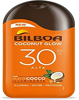 Bilboa, Sonnenmilch Coconut Glow LSF 30, Sonnencreme mit Kokosöl und Vitamin E, leicht auf der Haut, Sonnenschutz, wasserfest, 200 ml