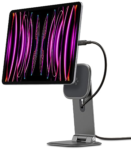 Spigen OneTap Easel Verstellbarer magnetischer Tablet Ständer mit Mehreren Winkeln Kompatibel mit iPad Pro 12,9, Pro 11, Air 10,9, Mini 8,3, 10,9 - Space Grau