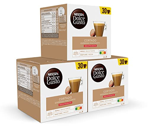 NESCAFÉ Dolce Gusto Cortado descafeinado - Cápsulas de Café, 90 cápsulas (3x30) - Originales para cafeteras Dolce Gusto