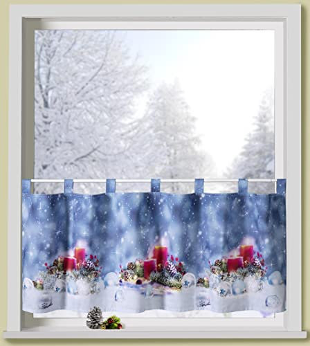 Weckbrodt Microsatin-Scheibengardine Weihnachtsgesteck, ca. 45x120 cm
