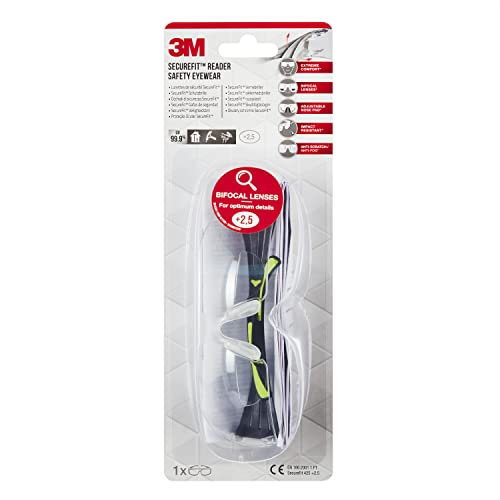 3M SecureFit SF425 Sicherheits- und Lesebrille, 2,5 Dioptrien, kratzfest, transparent, 1/PCK, 6PCK/CV