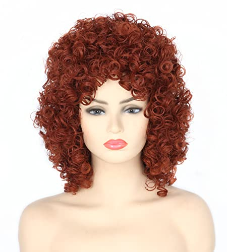 Topcosplay Perücke Club Damen Perücke Afro Lang Gelockt Perücke Halloween Karneval Mottoparty Perücke (Braun)