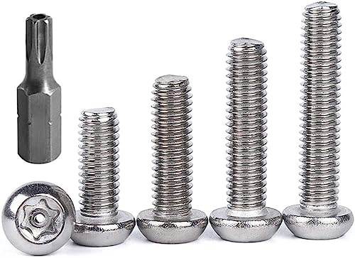 FarDeer Antivol Vis M6/M8 Vis à Tête Ronde Boulon Vis à Tête Bombée Torx 304 Vis Inox Acier Inox Vis Autotaraudeuse Anti-vol avec âme de Colonne (M6*16mm * 10pcs)