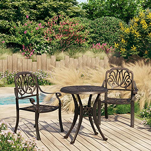 Camerina 3-TLG. Bistro-Set Sitzgruppe Outdoor TerassenmöBel AußEn Bistrostuhl Bistro Set Outdoor MöBel Aluminiumguss Bronzen 3070571