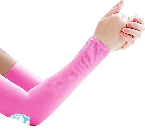 iSpchen Armstulpen Sonnenschutz Arm Sleeves UV-Schutz Ärmel Kühlung Armstulpen Atmungsaktiv Rutschfest Elastische Armwärmer für Freien Sport Aktivitäten,Rosa