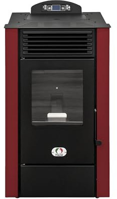 STUFE A PELLET ITALIA Alaska 10 KW WiFi | Pelletöfen mit Belüftung Effizienz 91% Heizt 85m² Autonomie 20 Sdt. Programmierbar WiFi-Fernsteuerung 5 Geschwindigkeiten und Kräfte 24M Garantie Rot