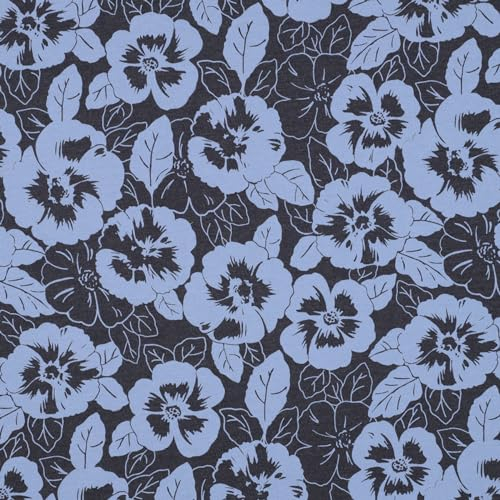 VmG-Store 1m Jerseystoff zum Nähen Baumwolljersey Nähstoff KEINE Meterware Kinderstoff (Blumen Indigo Meliert JB033)