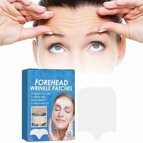 Anti Falten Stirn Pad,Forehead Wrinkle Patches,Anti Aging Gesichts Anti-Falten-Patches,Facial Patches,Antifaltenpflaster,Anti Falten Anti Stirnfaltenhaut Feuchtigkeitsspendende Reparatur,12 Stück