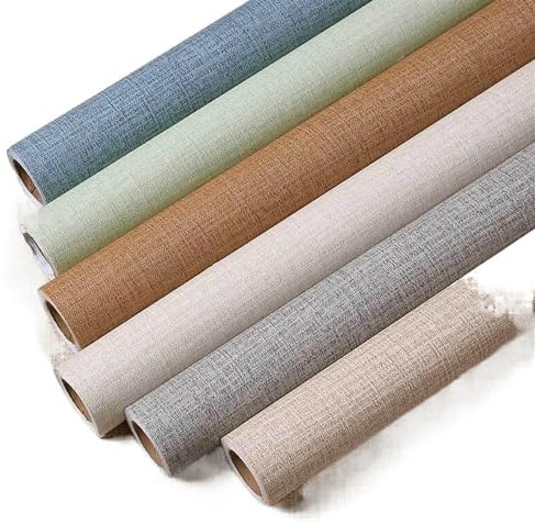 Tapete 1/3/5 m Stofftapete, selbstklebend, PVC, einfarbig, Wohnzimmer, Leinen, Renovierungsaufkleber, TV-Hintergrund, Vinyl-Kontaktpapier, Heimdekoration (Farbe: Jute, Khaki, Größe: 60 x 500 cm)